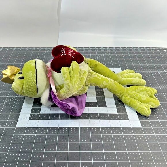 Toy Works Jumbo Plush Stuffed Frog Toad Prince w/ Cape Crown & Kiss Me Heart 27" - Picture 7 of 12